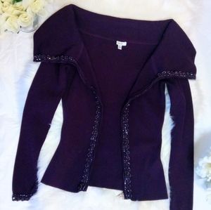 Caché cowl neck sweater in dark purple